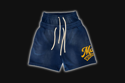 MADRÉ DOUBLE BAND SHORTS NAVY/YELLOW